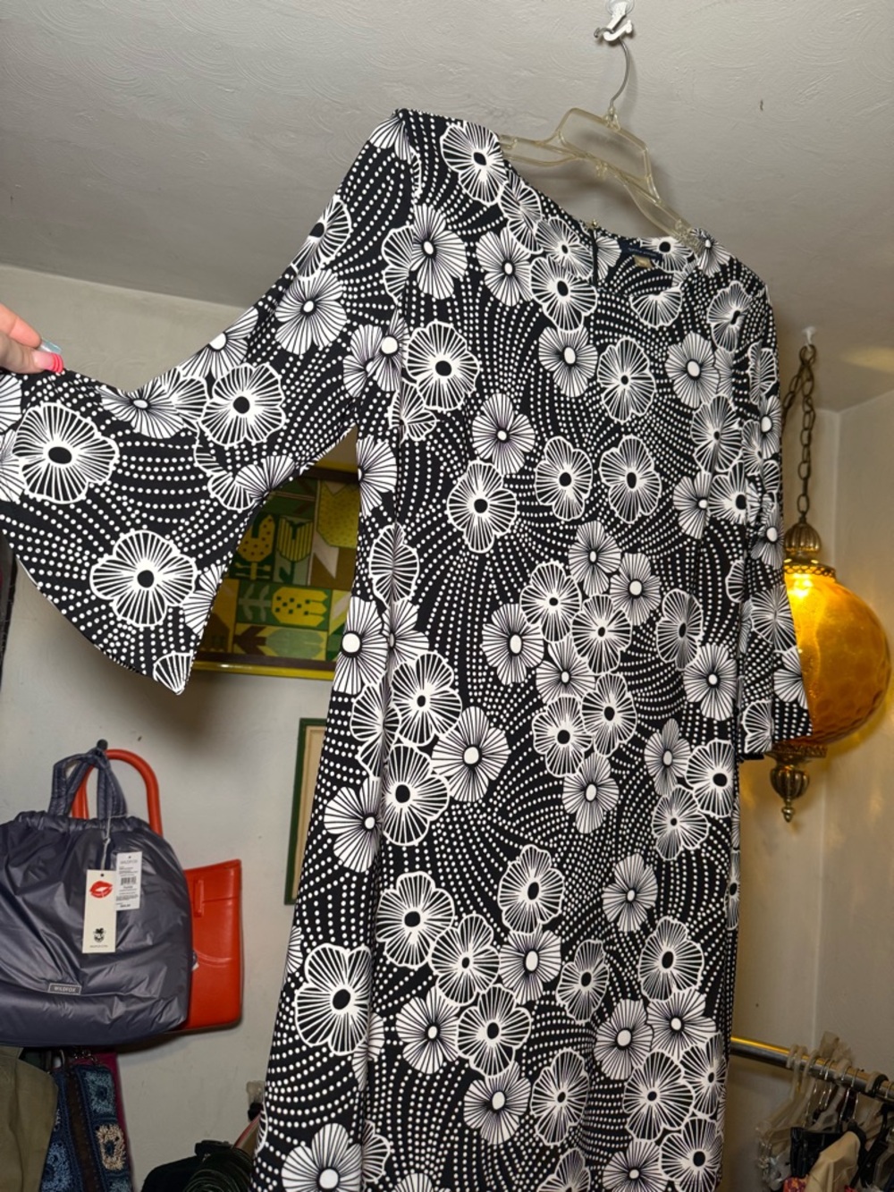 Tommy Hilfiger Black and White Floral Dot Shift Dress